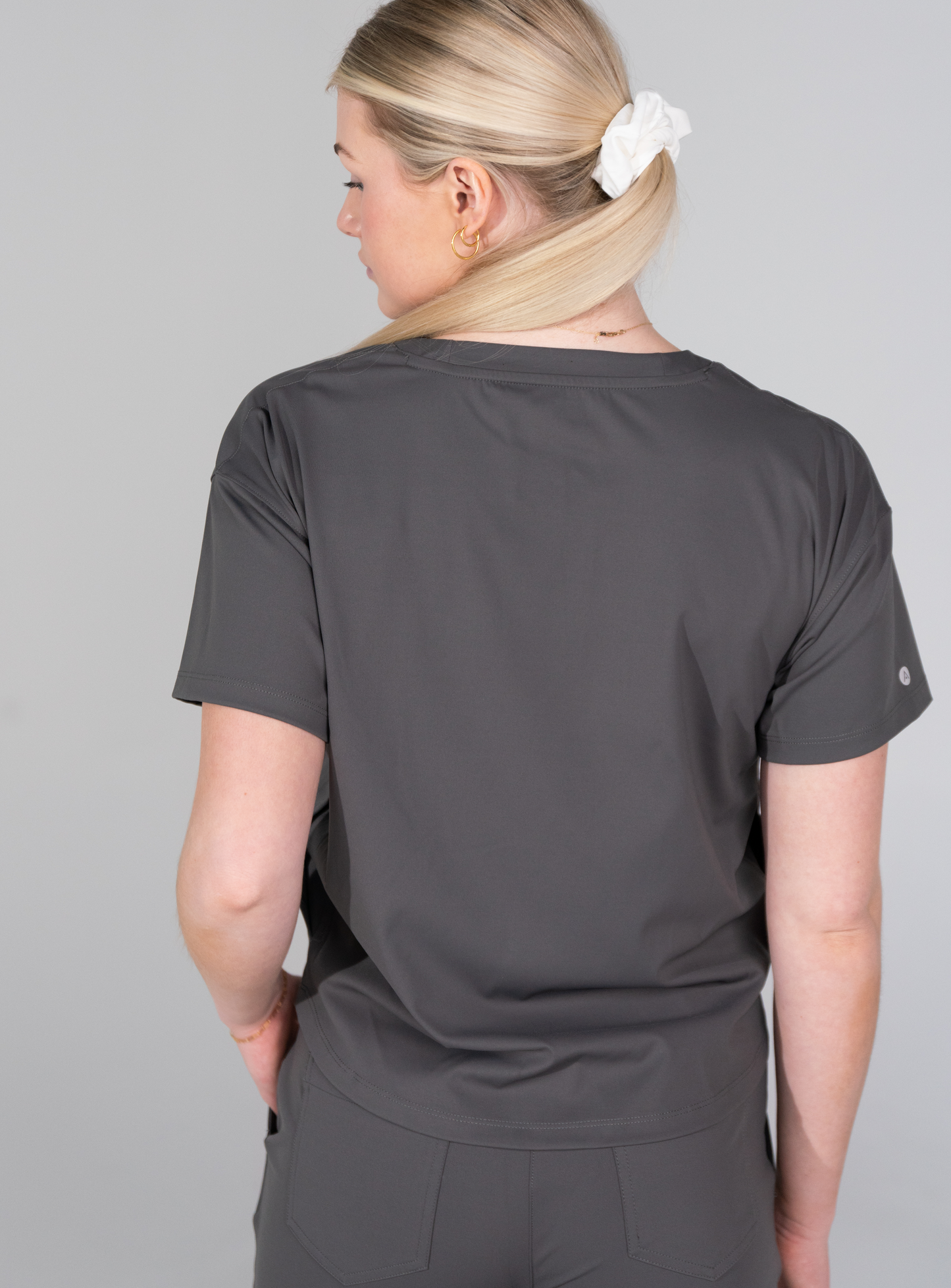 Kenzie™ Two-Pocket Scrub Top - Grey